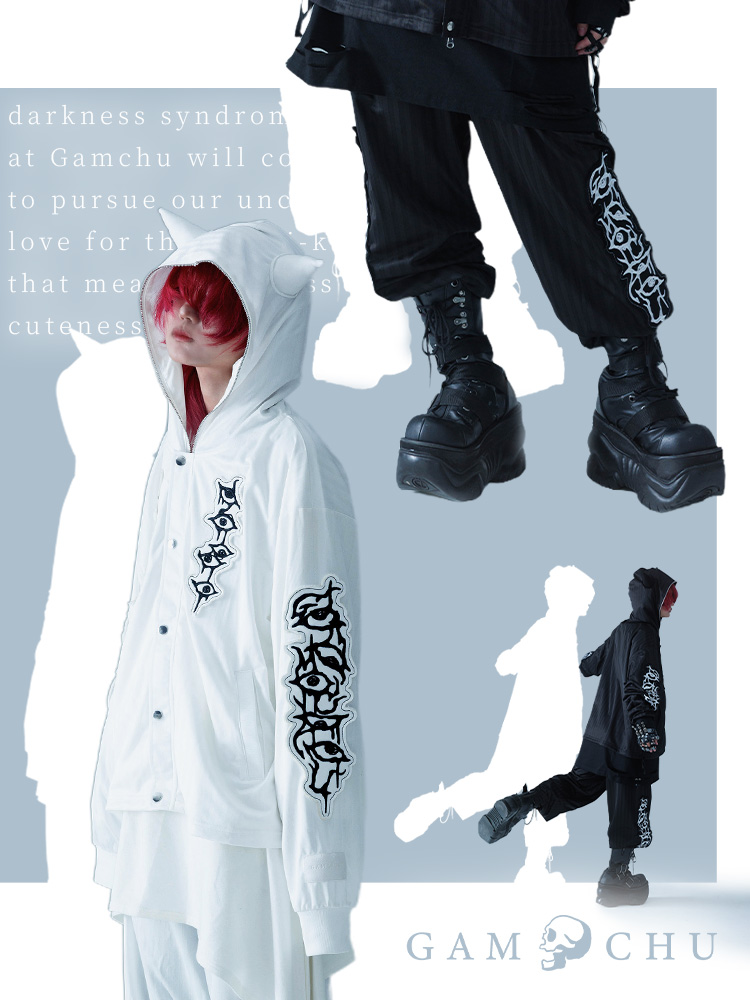 Gamchu【ガムチュ】ボクはずっと日陰にいたいなフード付きスカルタンクトップ Gamchu【ガムチュ】ボクはずっと日陰にいたいなフード付きスカルタンク