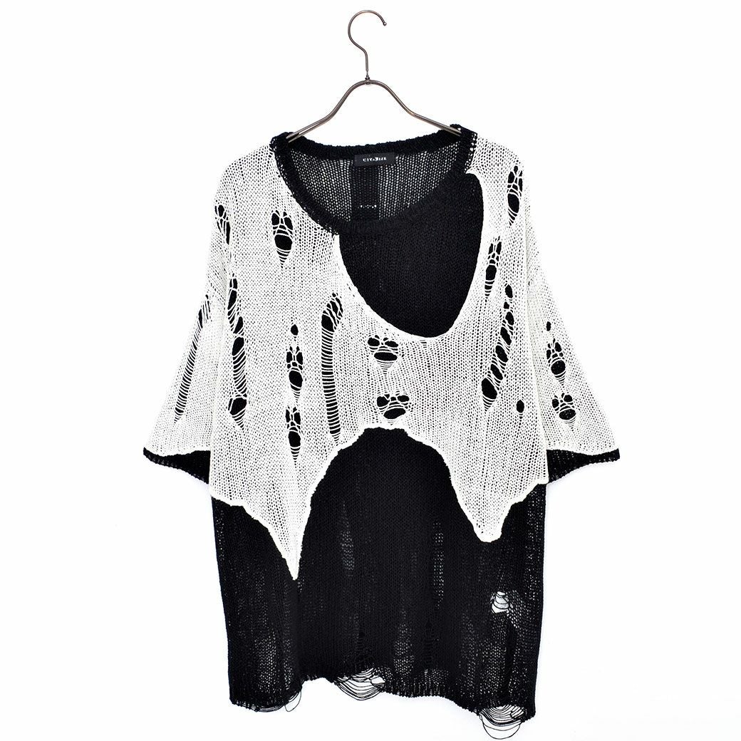 CIVARIZE【シヴァーライズ】クラッシュ加工レイヤードサマーニット/全2色