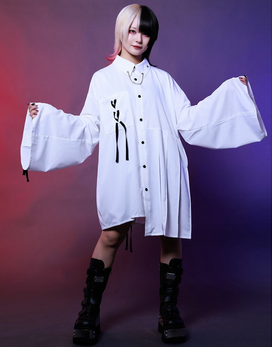 AdaNous【アダナス】亜陀那珠 陰陽レースアップシャツ/全2色