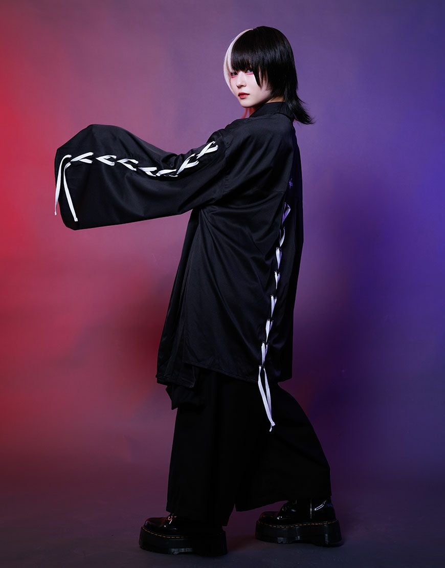 AdaNous【アダナス】亜陀那珠 陰陽レースアップシャツ/全2色
