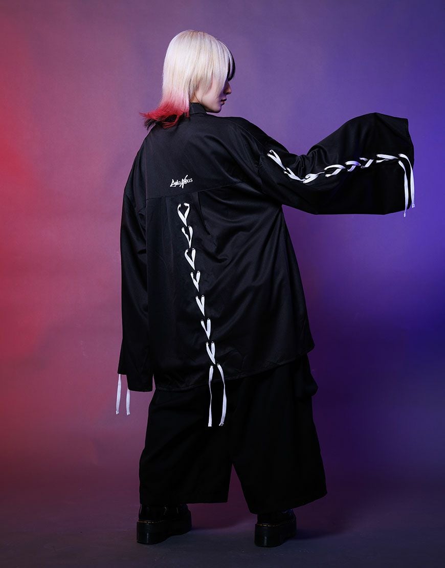 AdaNous【アダナス】亜陀那珠 陰陽レースアップシャツ/全2色
