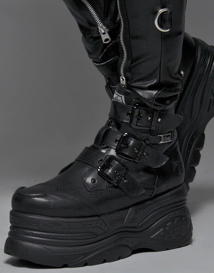 DimMoire【ディムモアール】ファー×スタッズサンダル/Black