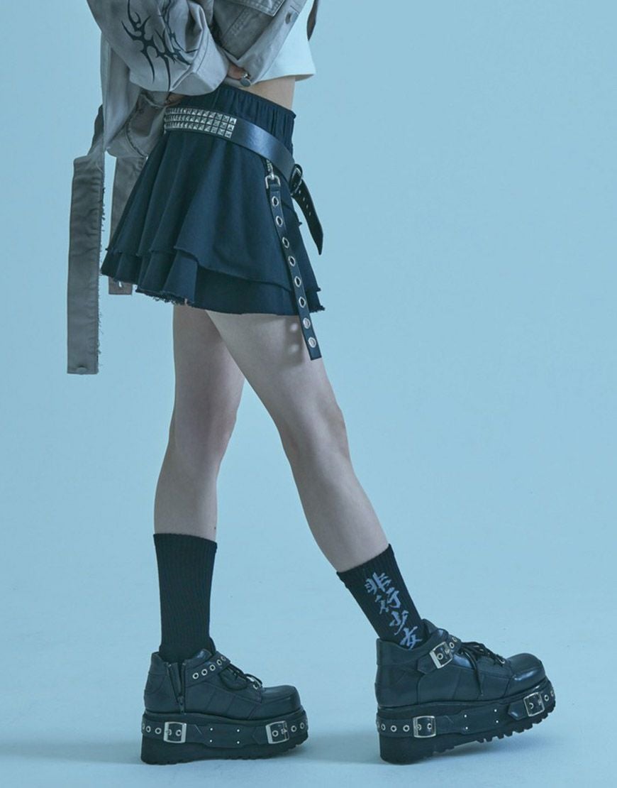 REFLEM【レフレム】ベルト付きフリルスカート/全2色