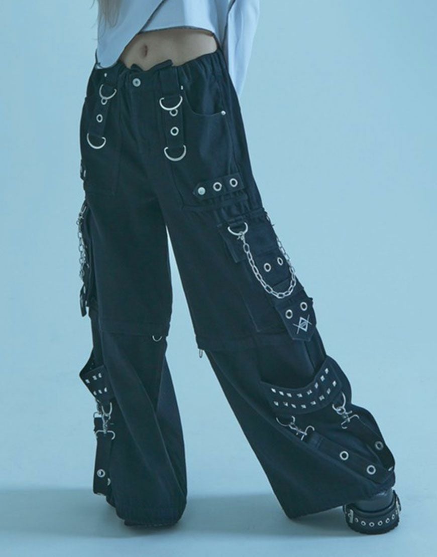 REFLEM【レフレム】2WAYボンテージワイドデニムカーゴパンツ/全2色