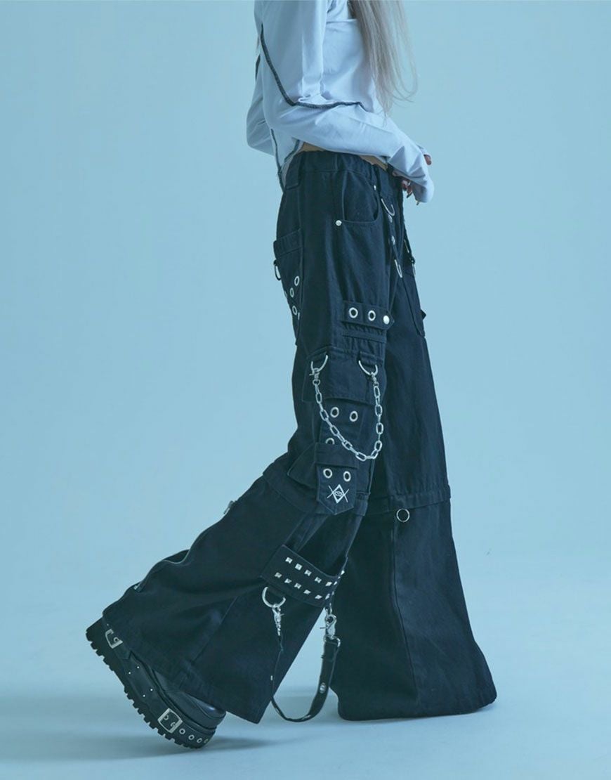 REFLEM【レフレム】2WAYボンテージワイドデニムカーゴパンツ/全2色