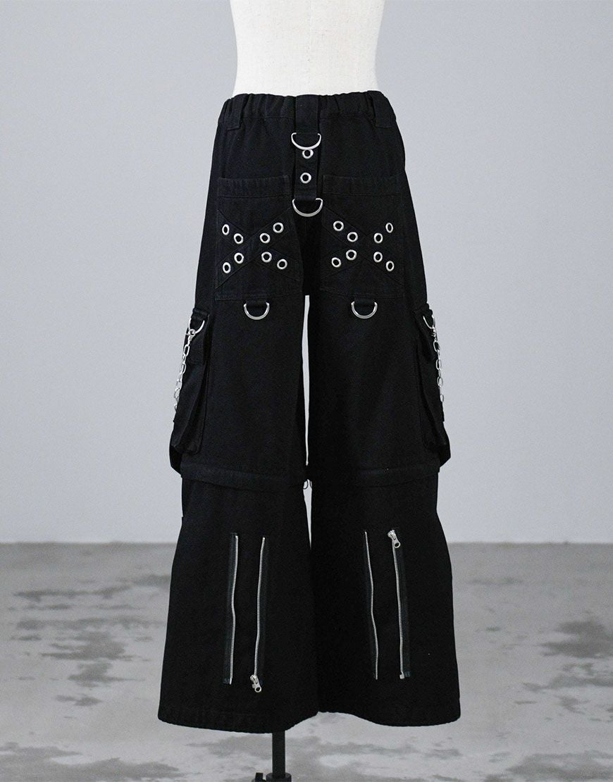 REFLEM【レフレム】2WAYボンテージワイドデニムカーゴパンツ/全2色