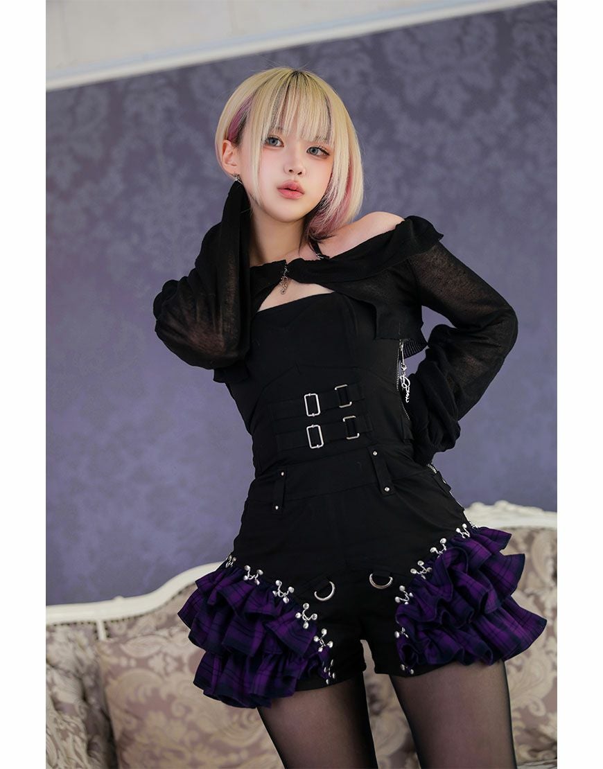 DustDevil【ダストデビル】チェックフリルオールインワンピース/全2色