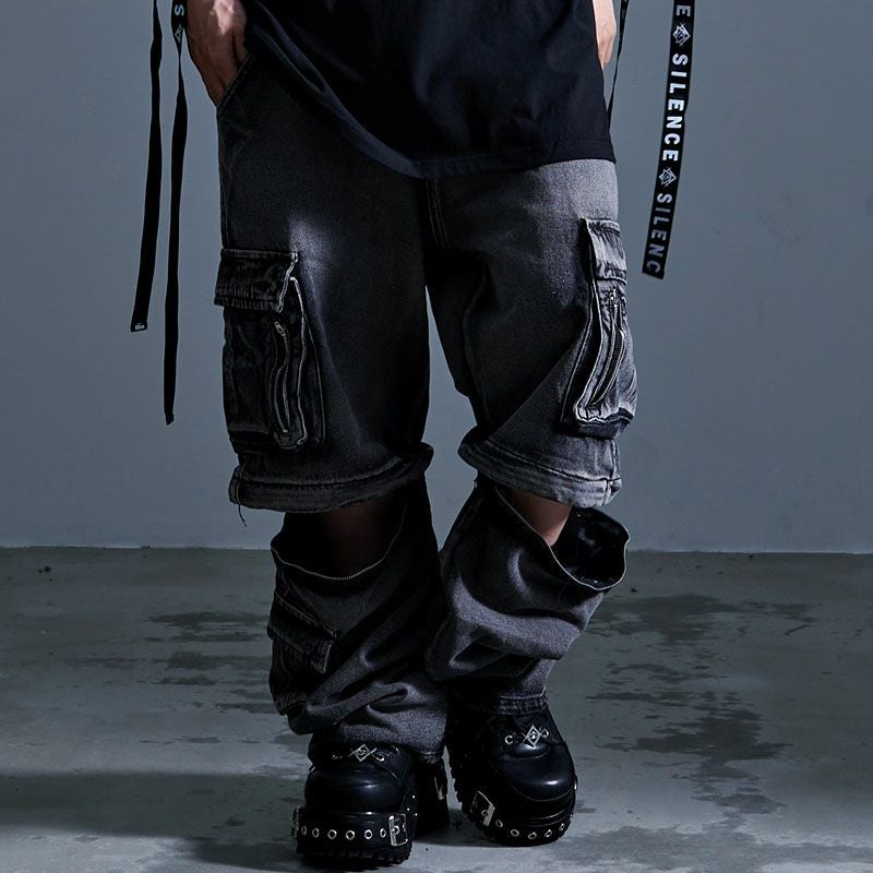 希少廃盤　09AW　システレ　ラップデザイン　サルエルカーゴパンツ　/ブラック NOVESSEL【ノベセル】セパレートデニムカーゴパンツ/全1色