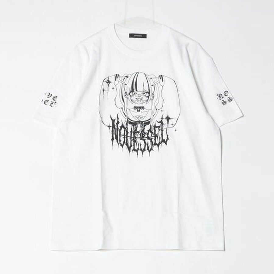 NOVESSEL【ノベセル】マスク地雷イラストプリント半袖Tシャツ/全2色