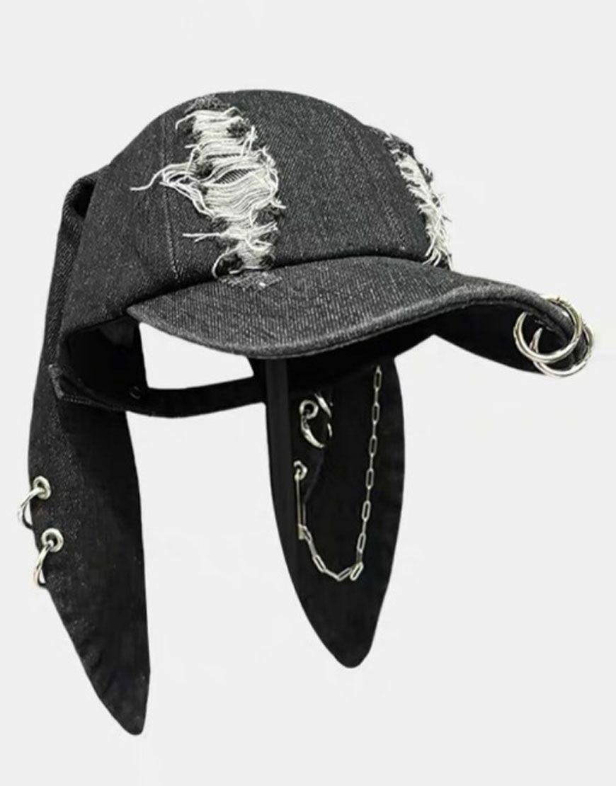 NOVESSEL【ノベセル】ウサ耳ダメージデニムキャップ/全1色