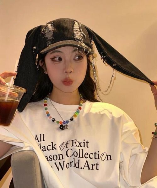 NOVESSEL【ノベセル】ウサ耳ダメージデニムキャップ/全1色