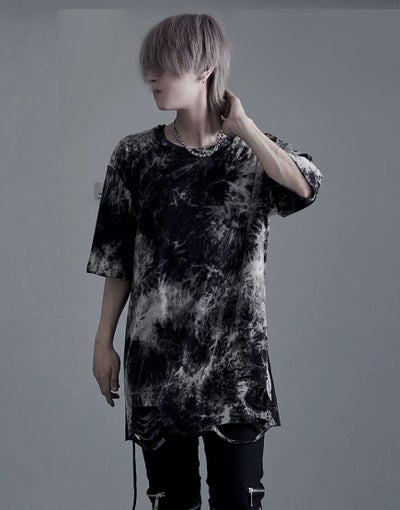 Bernings Sho【バーニングショー】クラッシュ加工タイダイ染めTシャツ 