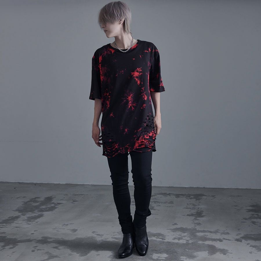 Bernings Sho【バーニングショー】クラッシュ加工タイダイ染めTシャツ