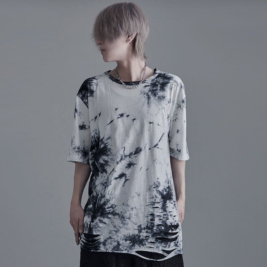 Bernings Sho【バーニングショー】クラッシュ加工タイダイ染めTシャツ