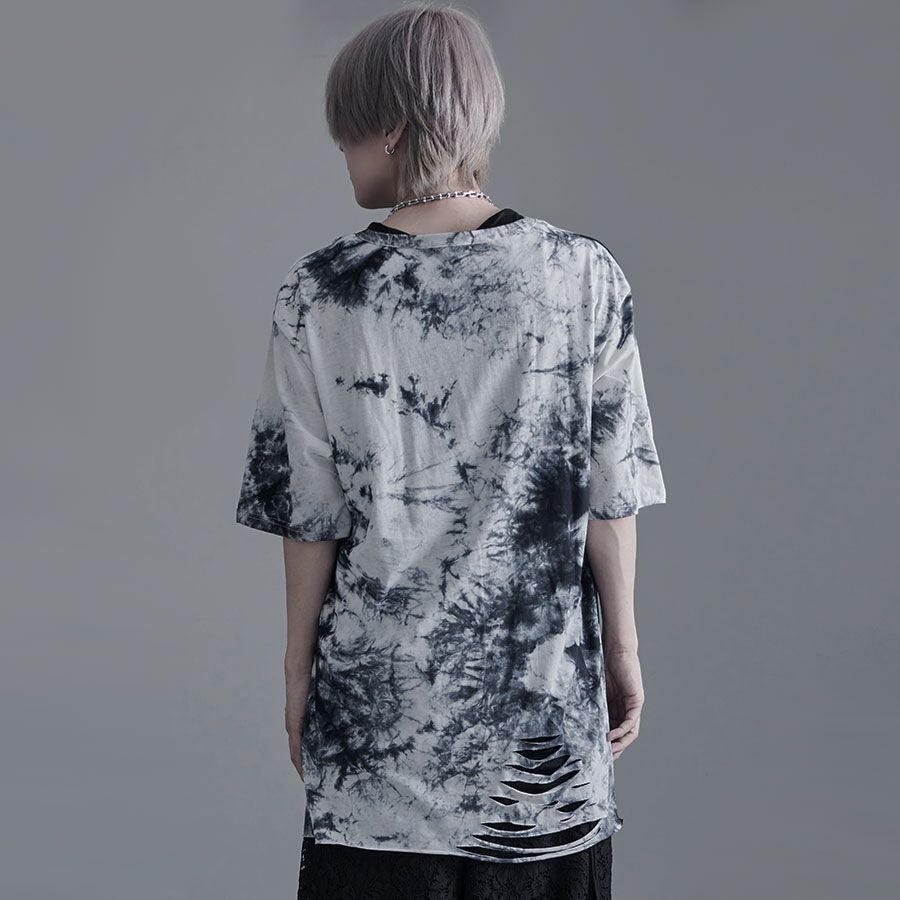 Bernings Sho【バーニングショー】クラッシュ加工タイダイ染めTシャツ