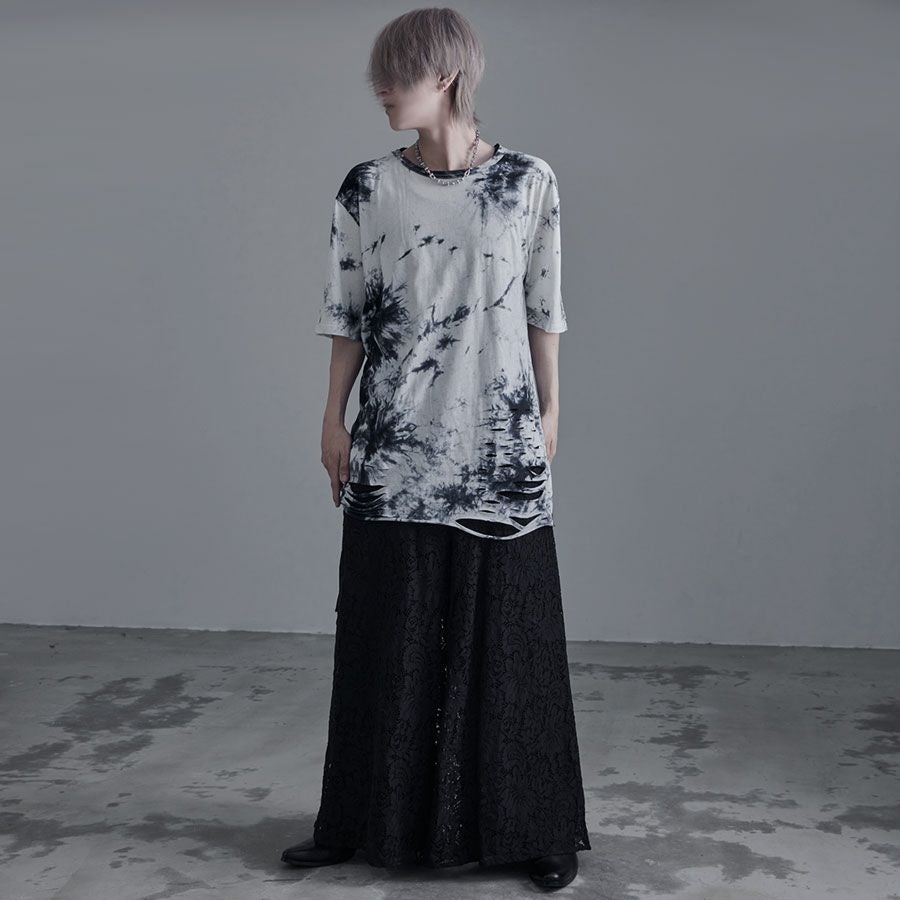 Bernings Sho【バーニングショー】クラッシュ加工タイダイ染めTシャツ