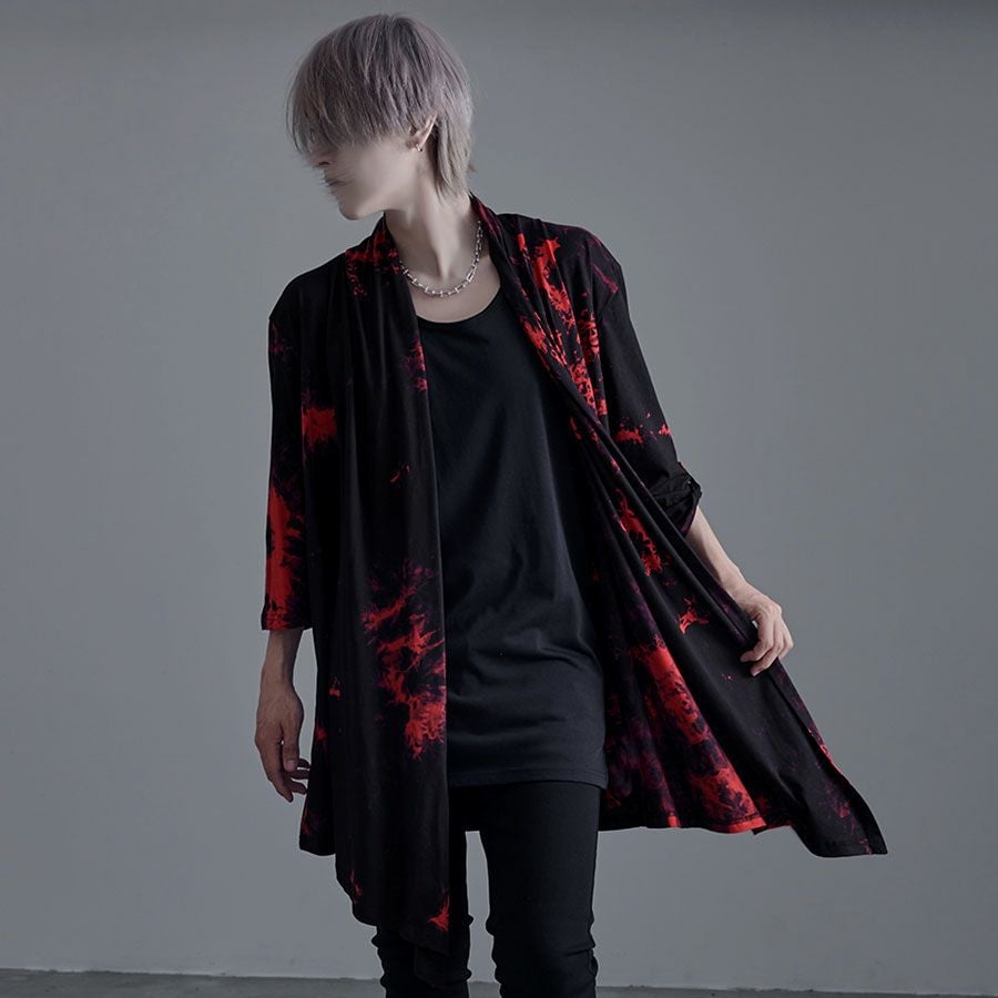 Bernings Sho【バーニングショー】ムラ染め天竺ドレープ7分袖