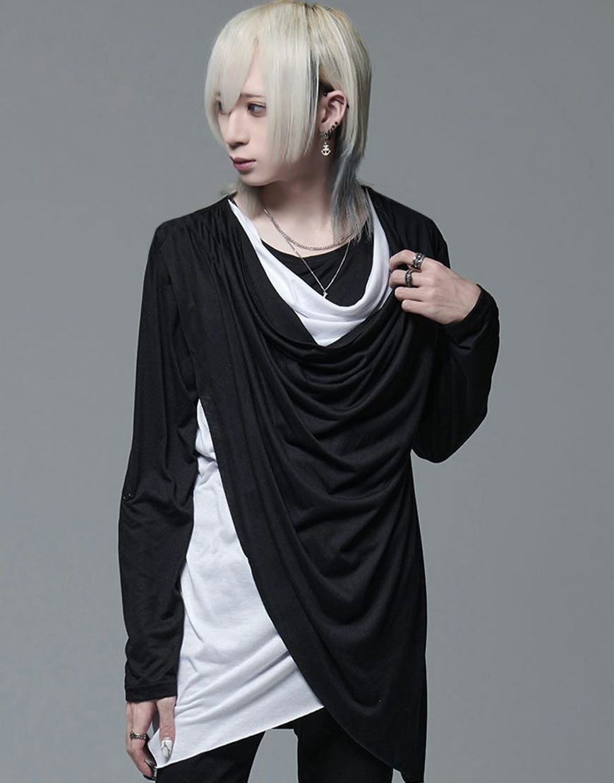 berning sho レオパード ロンT Bernings Sho【バーニングショー】フェイクレイヤードドレープ