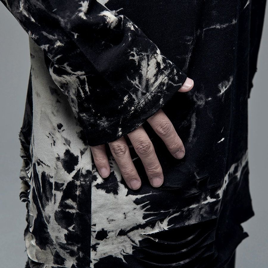 Bernings Sho【バーニングショー】クラッシュ加工タイダイ染めミニ裏毛