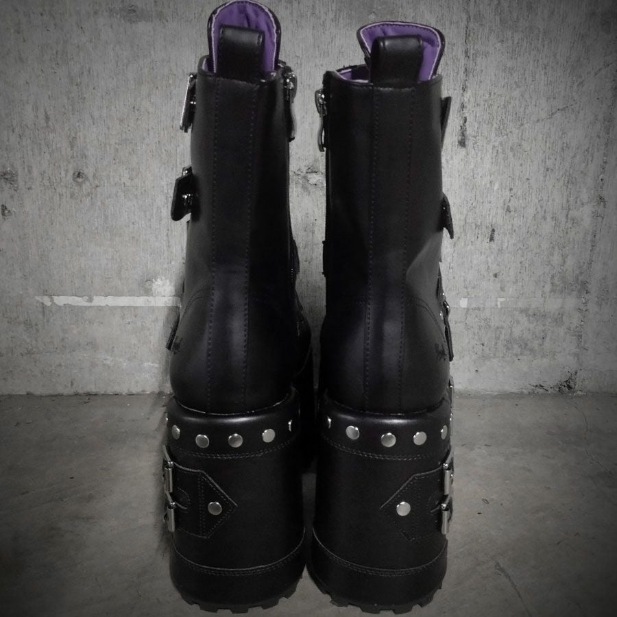 YOSUKE【ヨースケ】レディースデザインベルトスタッズプラットフォーム