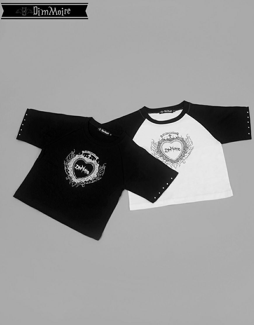 DimMoire ラインストーンHeartCoreミニT Black&White DimMoire【ディムモアール】ラインストーンHeartCoreミニT/Black