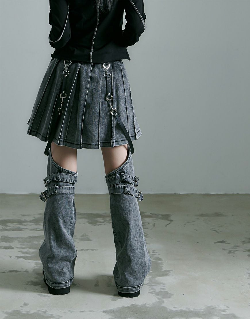 REFLEM【レフレム】レッグカバー付きレイヤードデニムショートパンツ/全2色