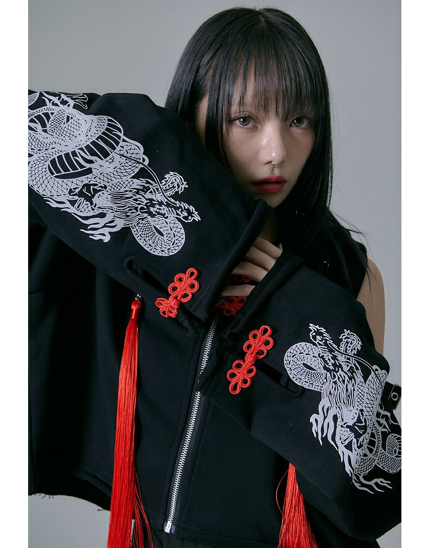 REFLEM【レフレム】クロップドチャイナジップアップパーカー/全2色