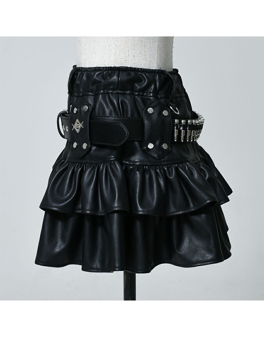 REFLEM【レフレム】弾丸ベルト付きフリルスカート/全2色