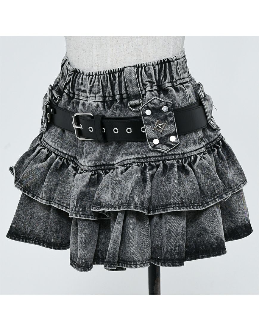 REFLEM【レフレム】弾丸ベルト付きフリルスカート/全2色