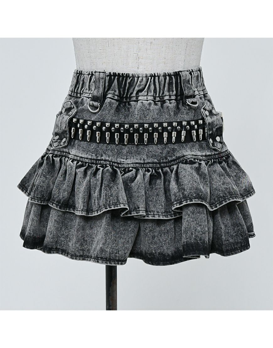 REFLEM【レフレム】弾丸ベルト付きフリルスカート/全2色