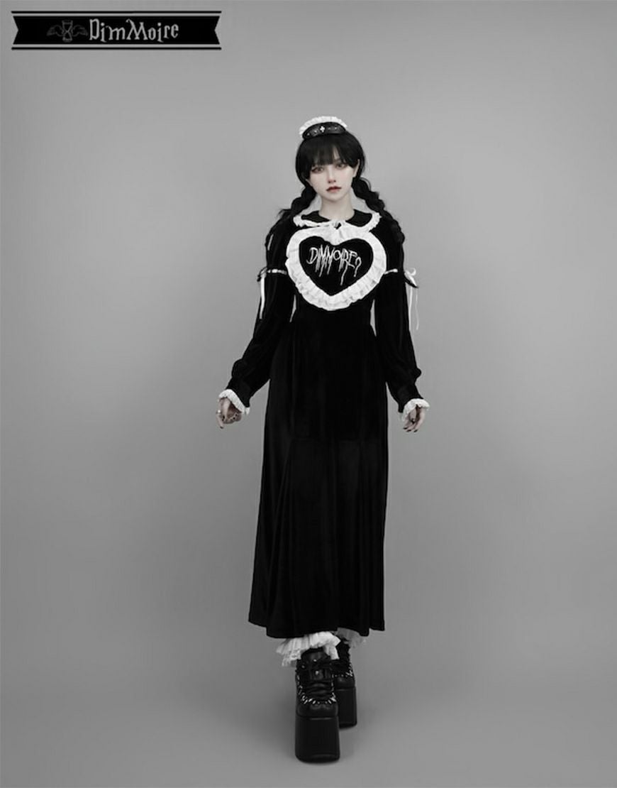 DimMoire【ディムモアール】Gothicハートロングドレス/Black×White