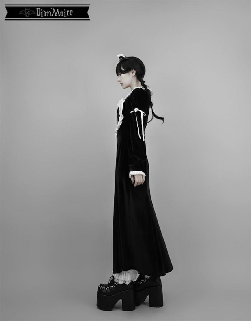 DimMoire【ディムモアール】Gothicハートロングドレス/Black×White