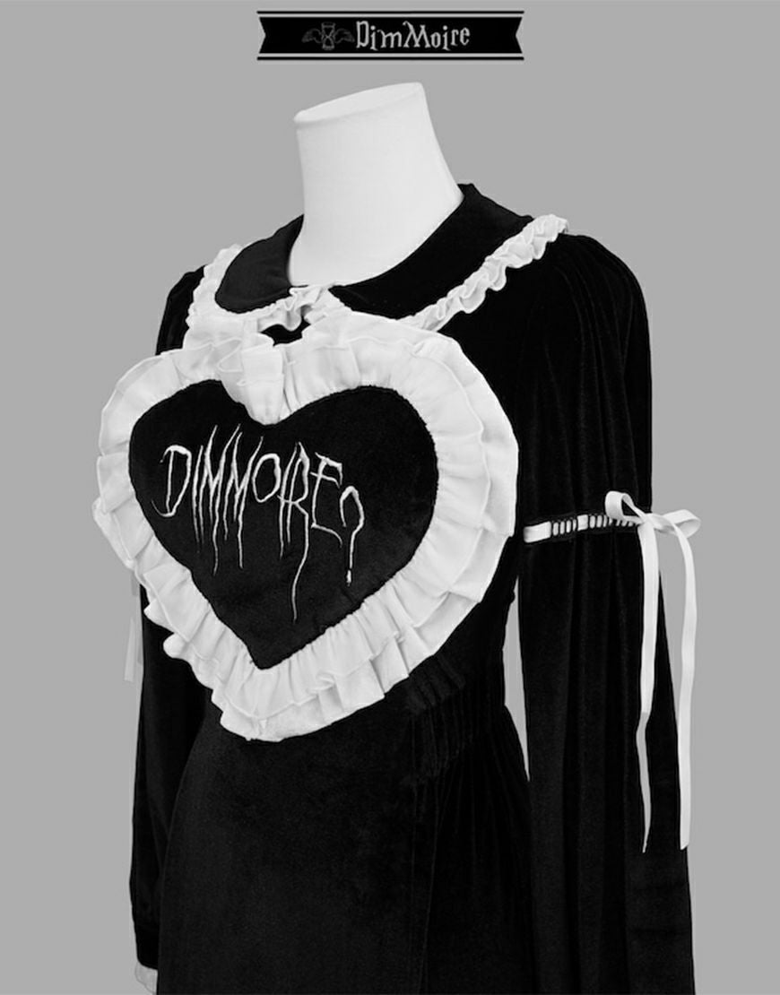 DimMoire【ディムモアール】Gothicハートロングドレス/Black×White