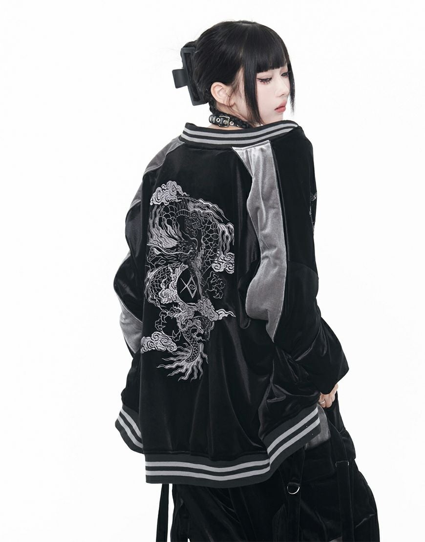 REFLEM【レフレム】ベロア刺繍スカジャン/全2色