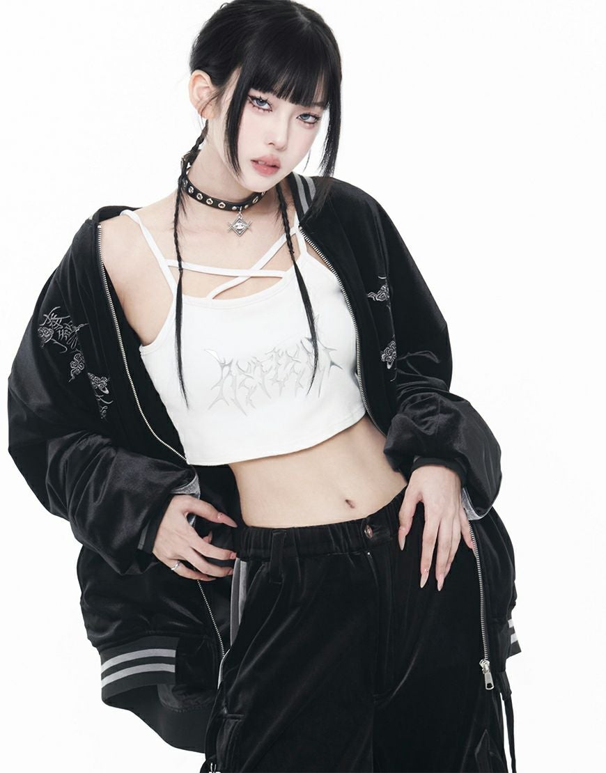 REFLEM【レフレム】ベロア刺繍スカジャン/全2色