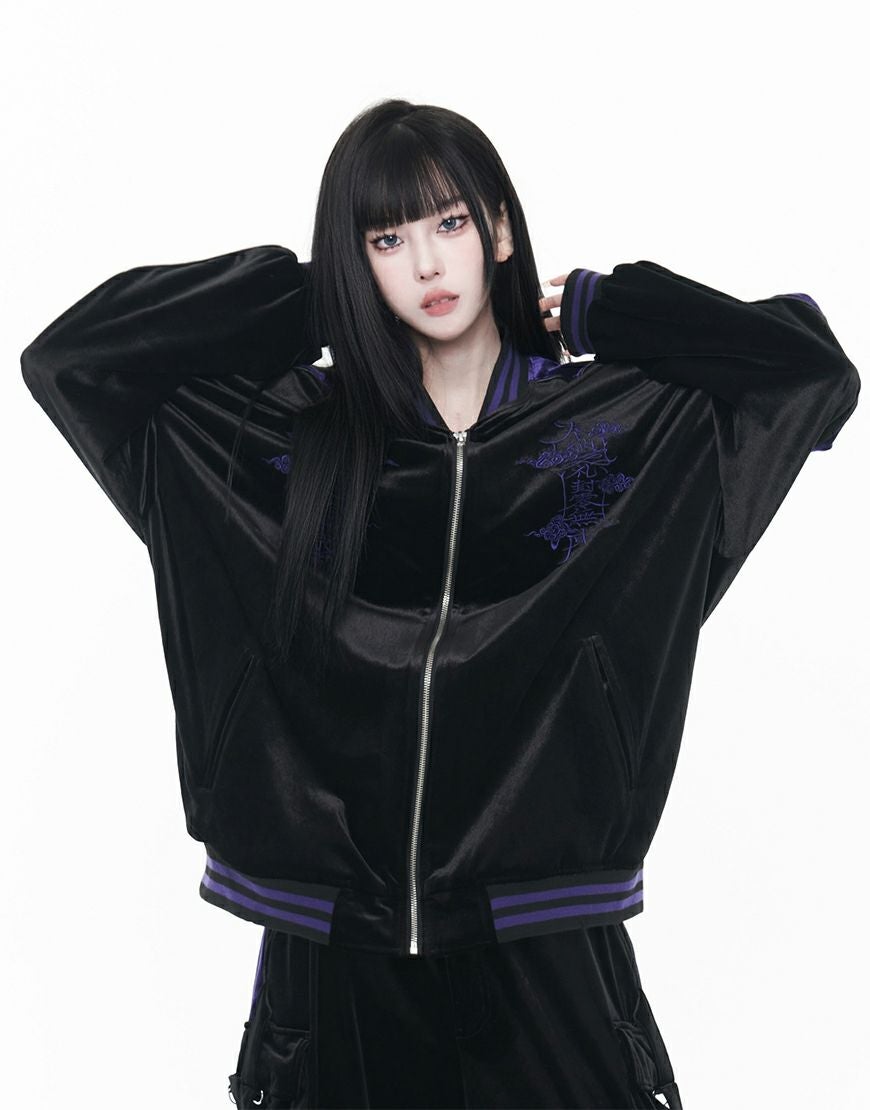 REFLEM【レフレム】ベロア刺繍スカジャン/全2色