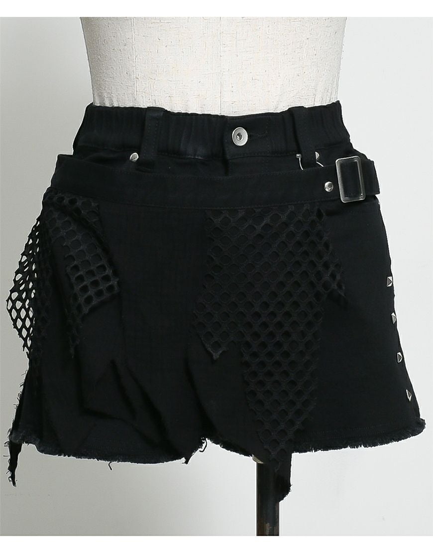 REFLEM【レフレム】加工レイヤードベルト付デニムショートパンツ/全2色