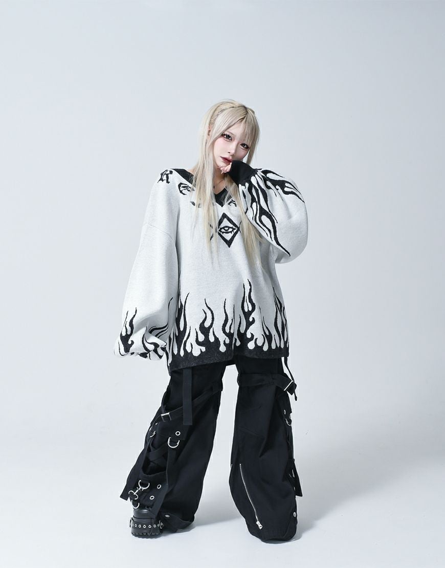 REFLEM【レフレム】ファイヤーパターンプルオーバーニット/全2色