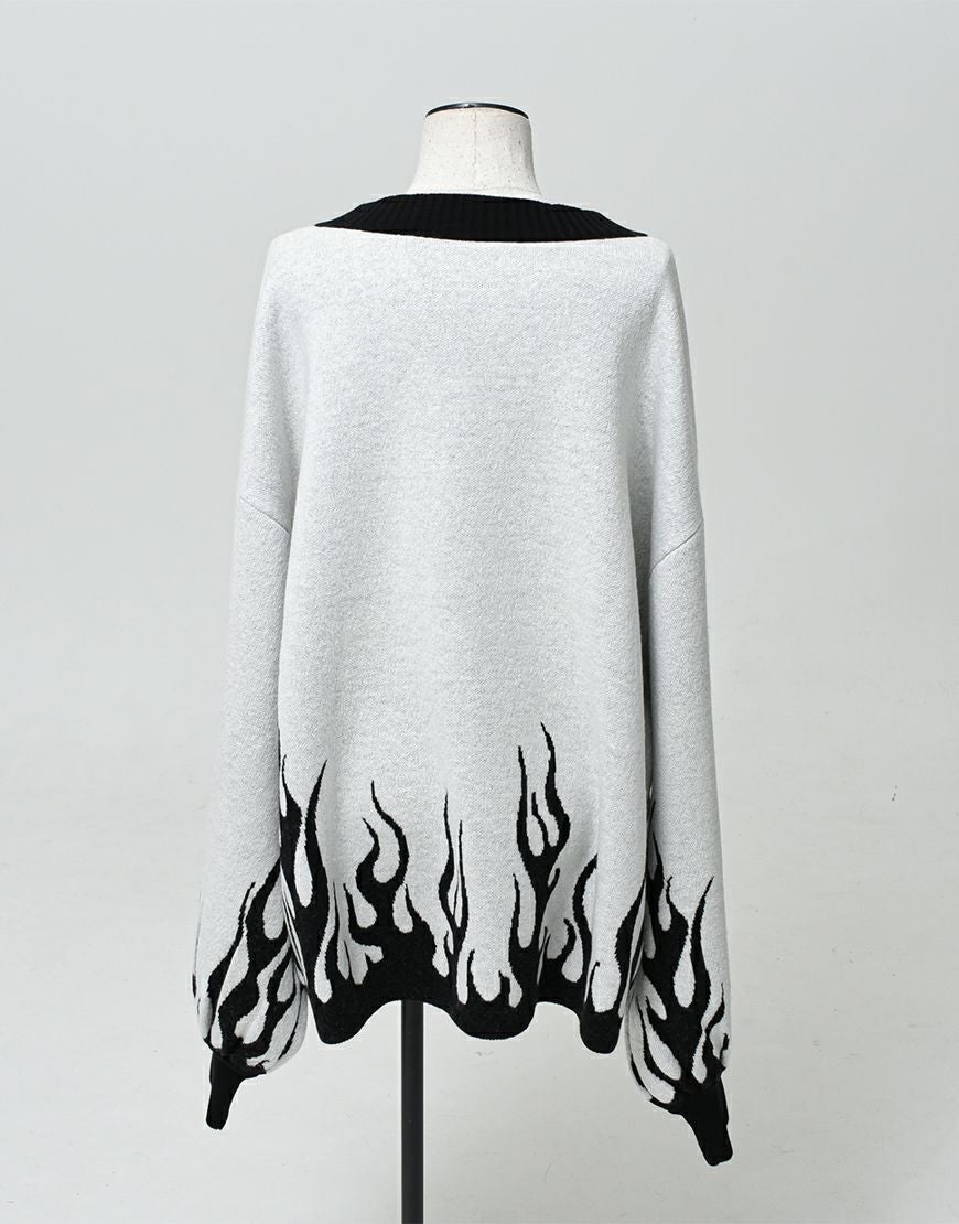 REFLEM【レフレム】ファイヤーパターンプルオーバーニット/全2色