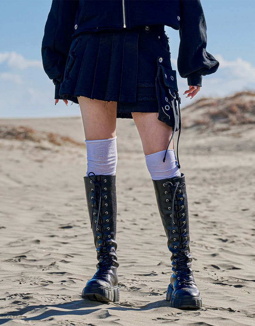 REFLEM【レフレム】レッグカバー付きレイヤードデニムショートパンツ/全2色