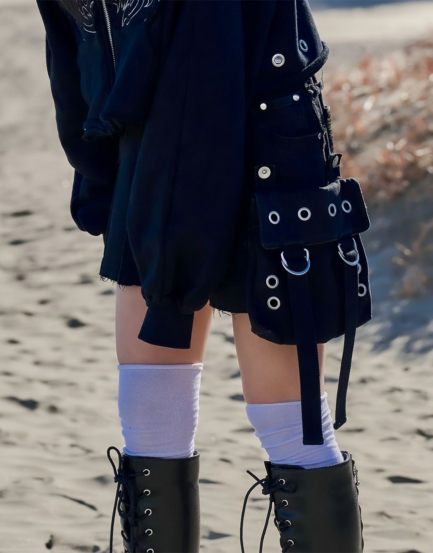 REFLEM【レフレム】アシメプリーツカーゴデニムスカート/全2色