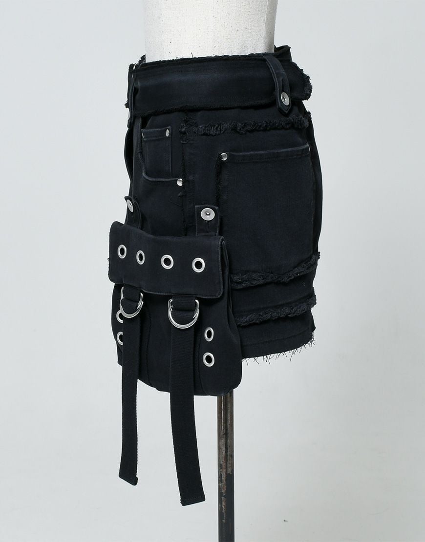 REFLEM【レフレム】アシメプリーツカーゴデニムスカート/全2色