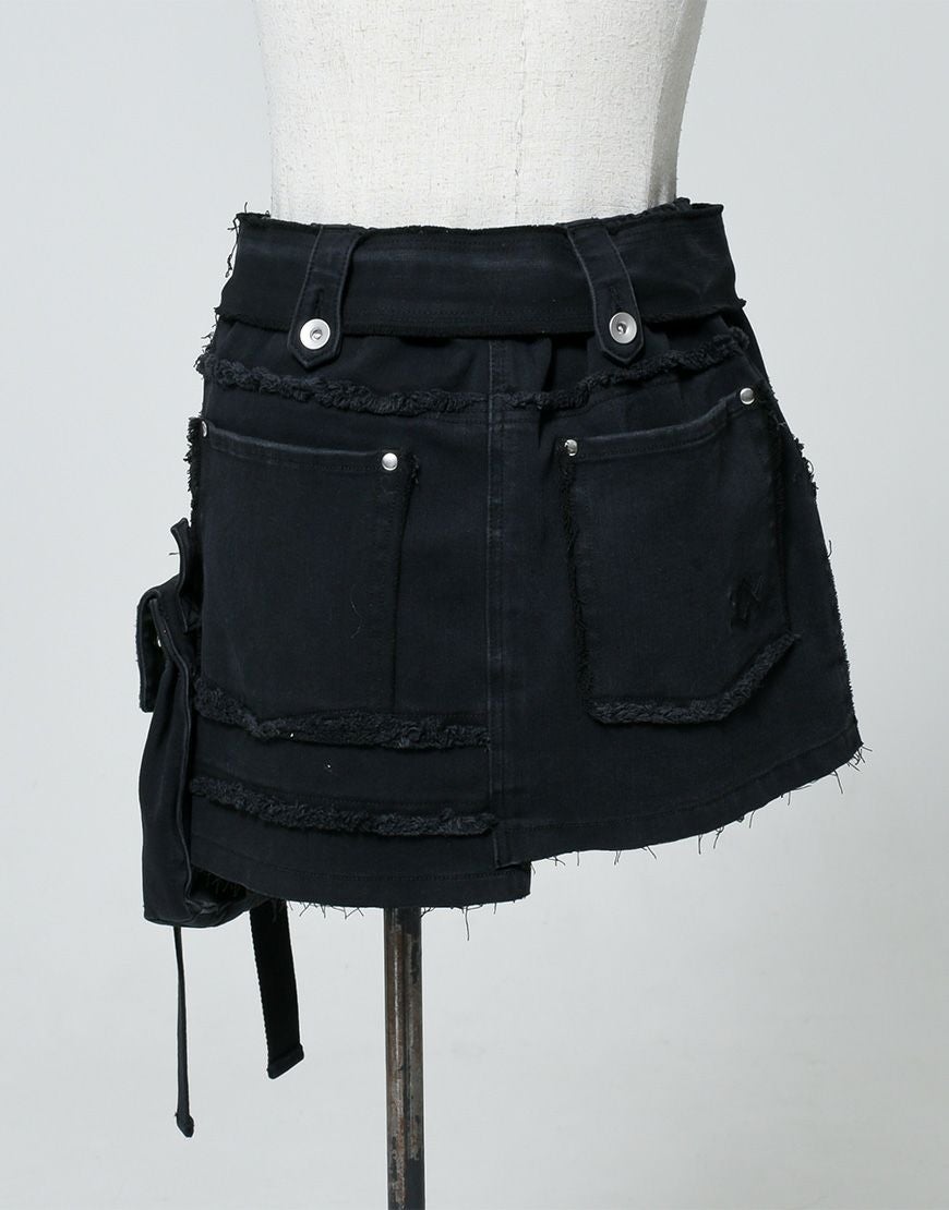 REFLEM【レフレム】アシメプリーツカーゴデニムスカート/全2色