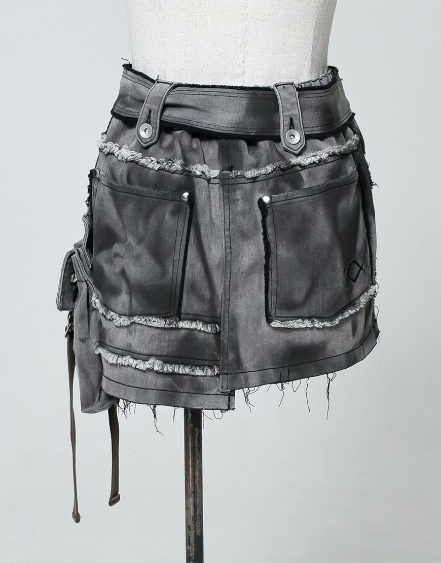 REFLEM【レフレム】アシメプリーツカーゴデニムスカート/全2色