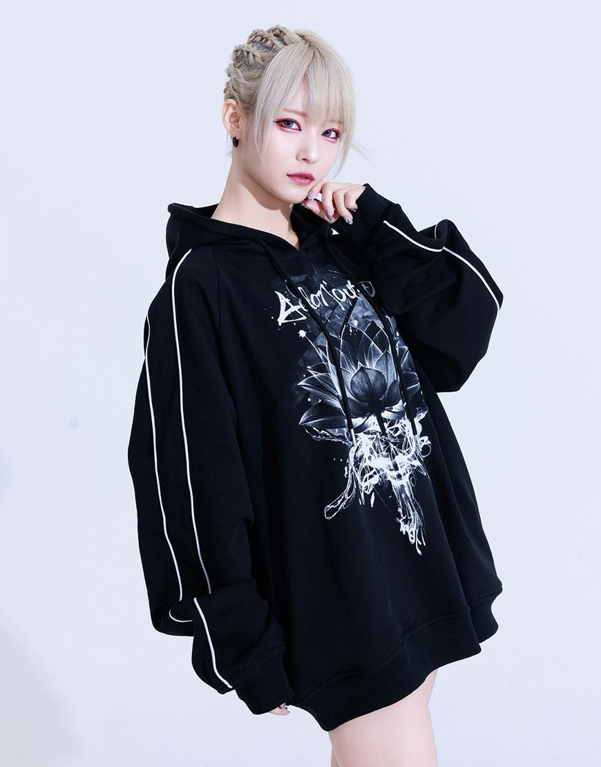 AdaNous【アダナス】パイピングプリントプルパーカー/全2色