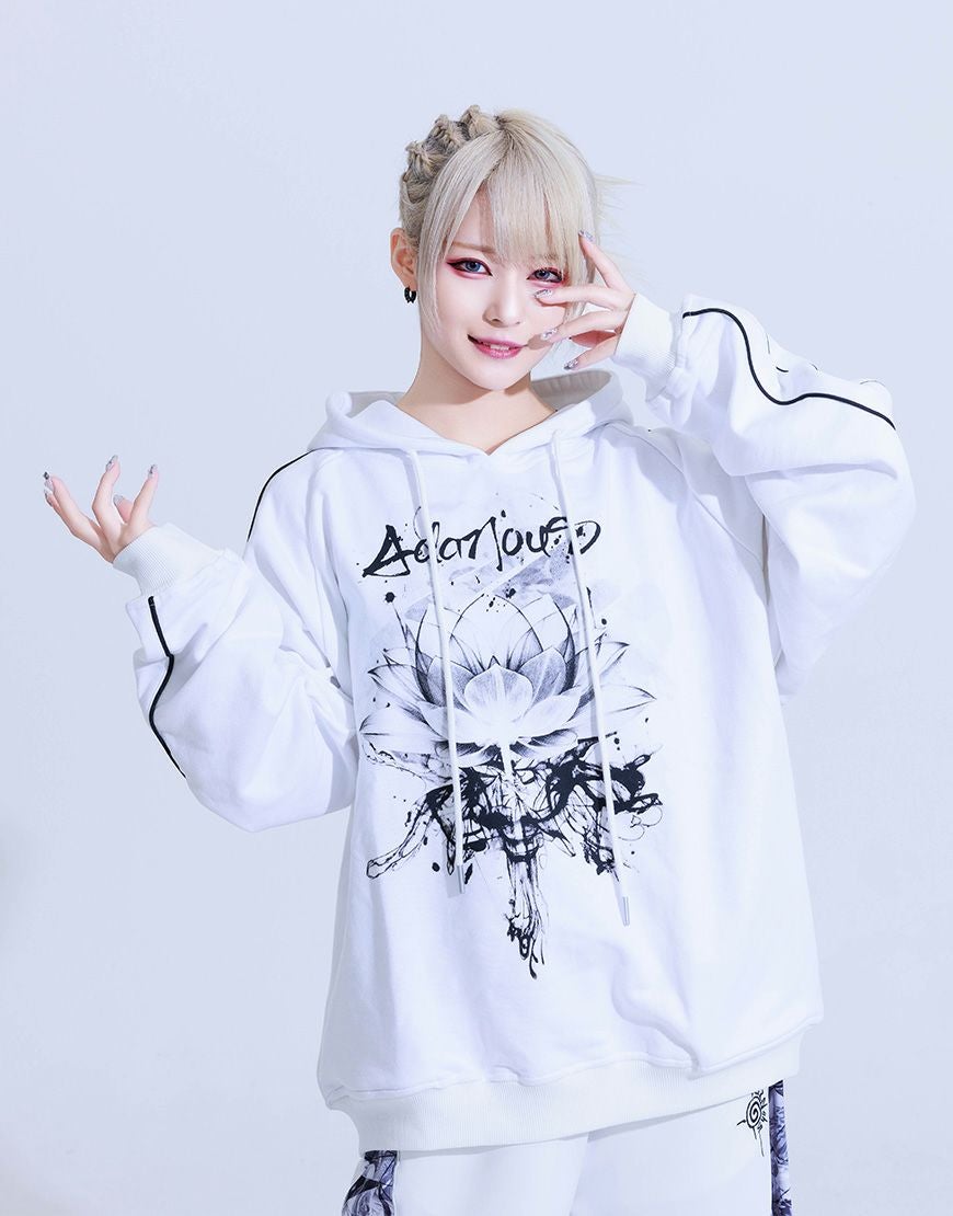 AdaNous【アダナス】パイピングプリントプルパーカー/全2色