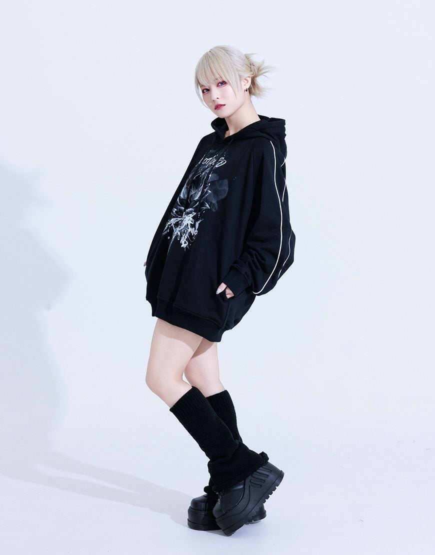 AdaNous【アダナス】パイピングプリントプルパーカー/全2色