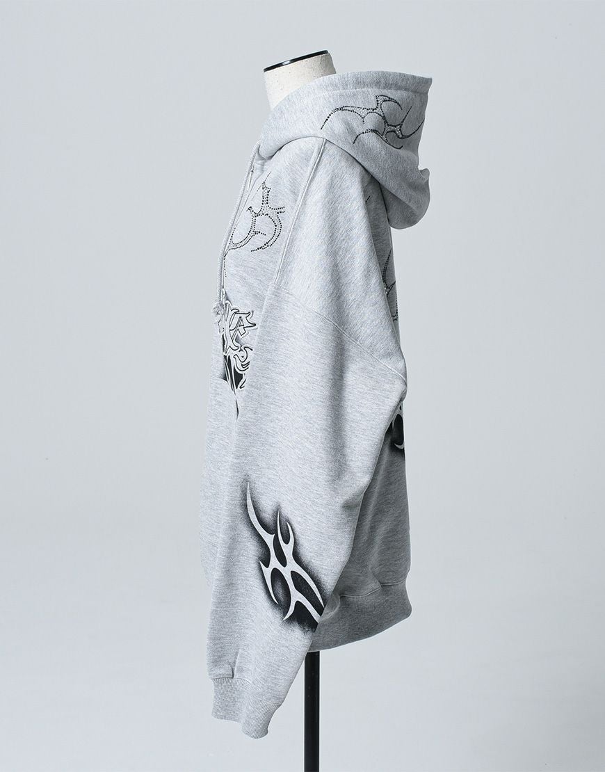 REFLEM【レフレム】トライバルラインストーン長袖ジップアップパーカー