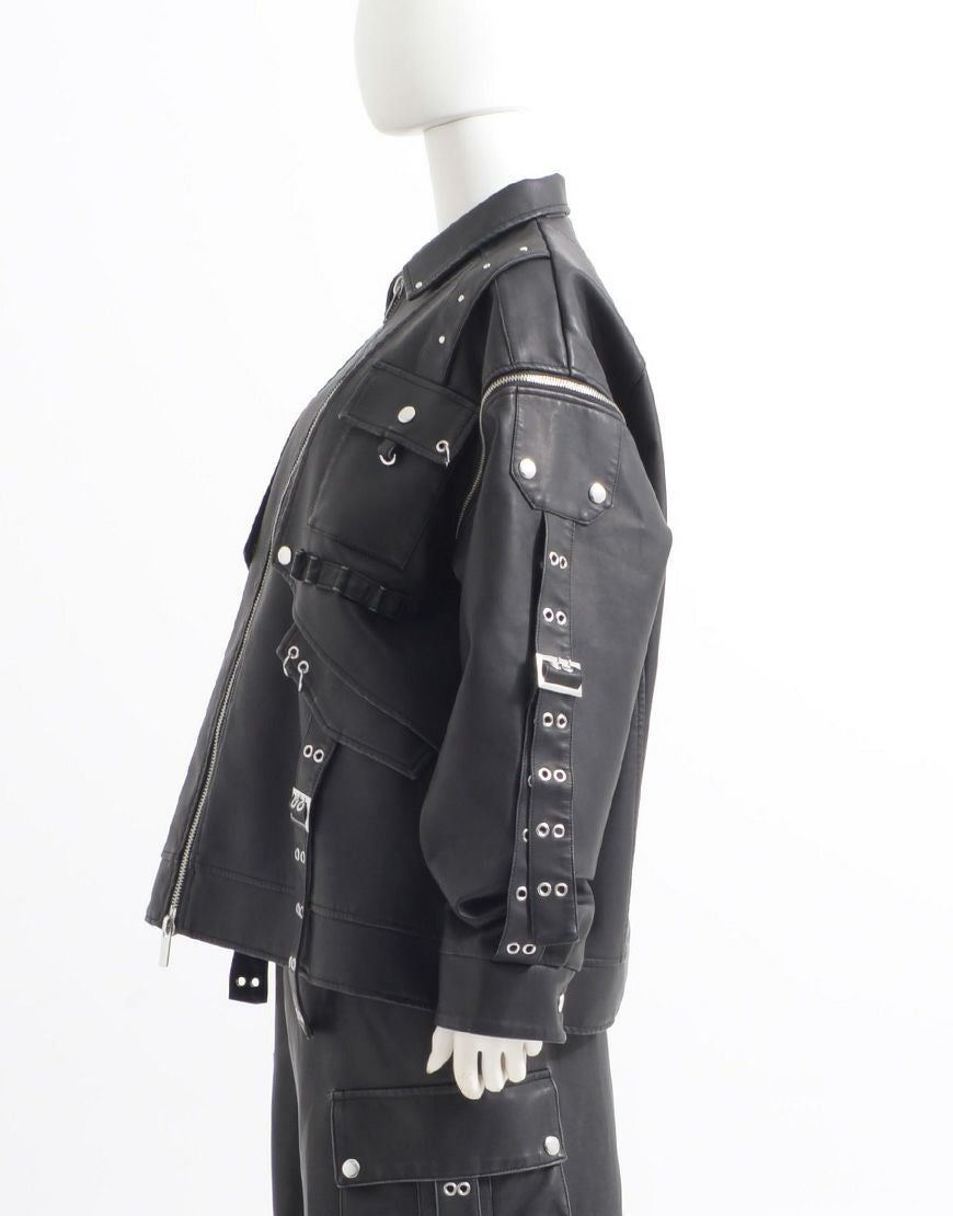 ililil【イルイルイル】2way gimmick synthetic leather blouson