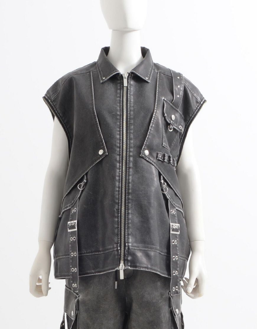 ililil【イルイルイル】2way gimmick synthetic leather blouson